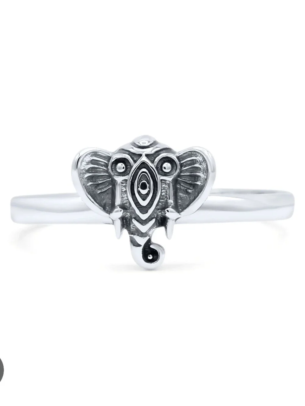 Silver Ring Boho Indie Sleeze Elephant Head Fashion Jewelry Accessories Size 6